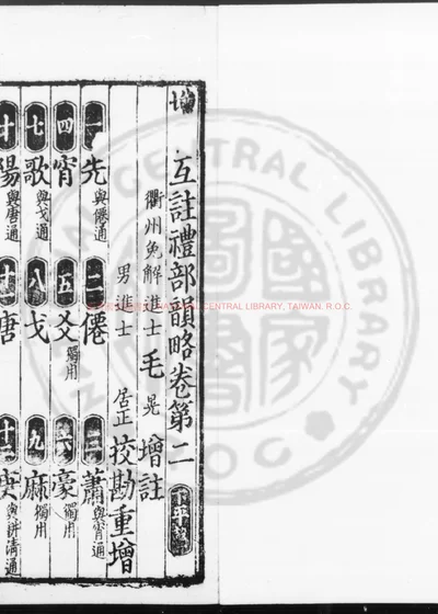 增修互注礼部韵略 第 1 页