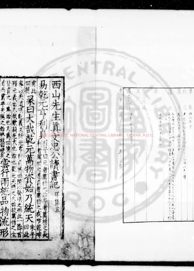 西山先生真文忠公读书记 甲集五 第 1 页