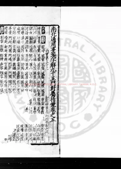 南北通用事笺字解九十五门对属指蒙 第 1 页
