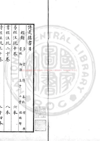 传是楼书目 第 1 页