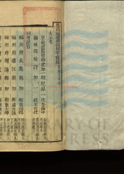 恩科福建乡试同年齿录 第 1 页