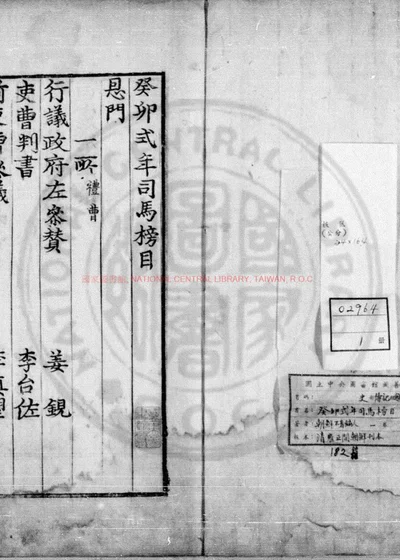 癸卯式年司马榜目 封面