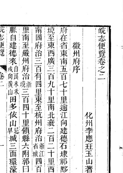 皖志便览 卷之二 封面