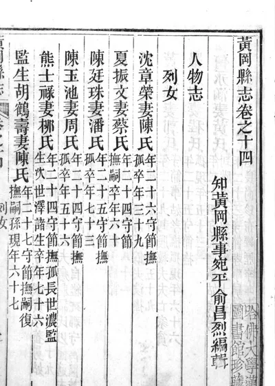 黄冈县志二十四卷 卷首一卷 第十三至二十四卷 封面