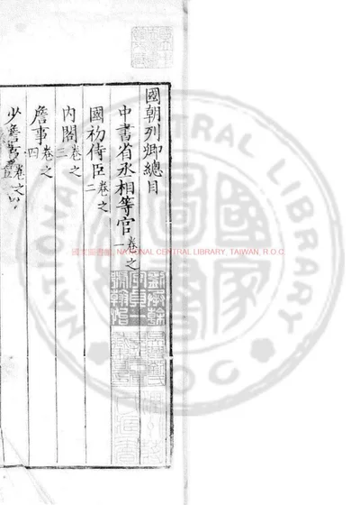 国朝列卿年表 封面